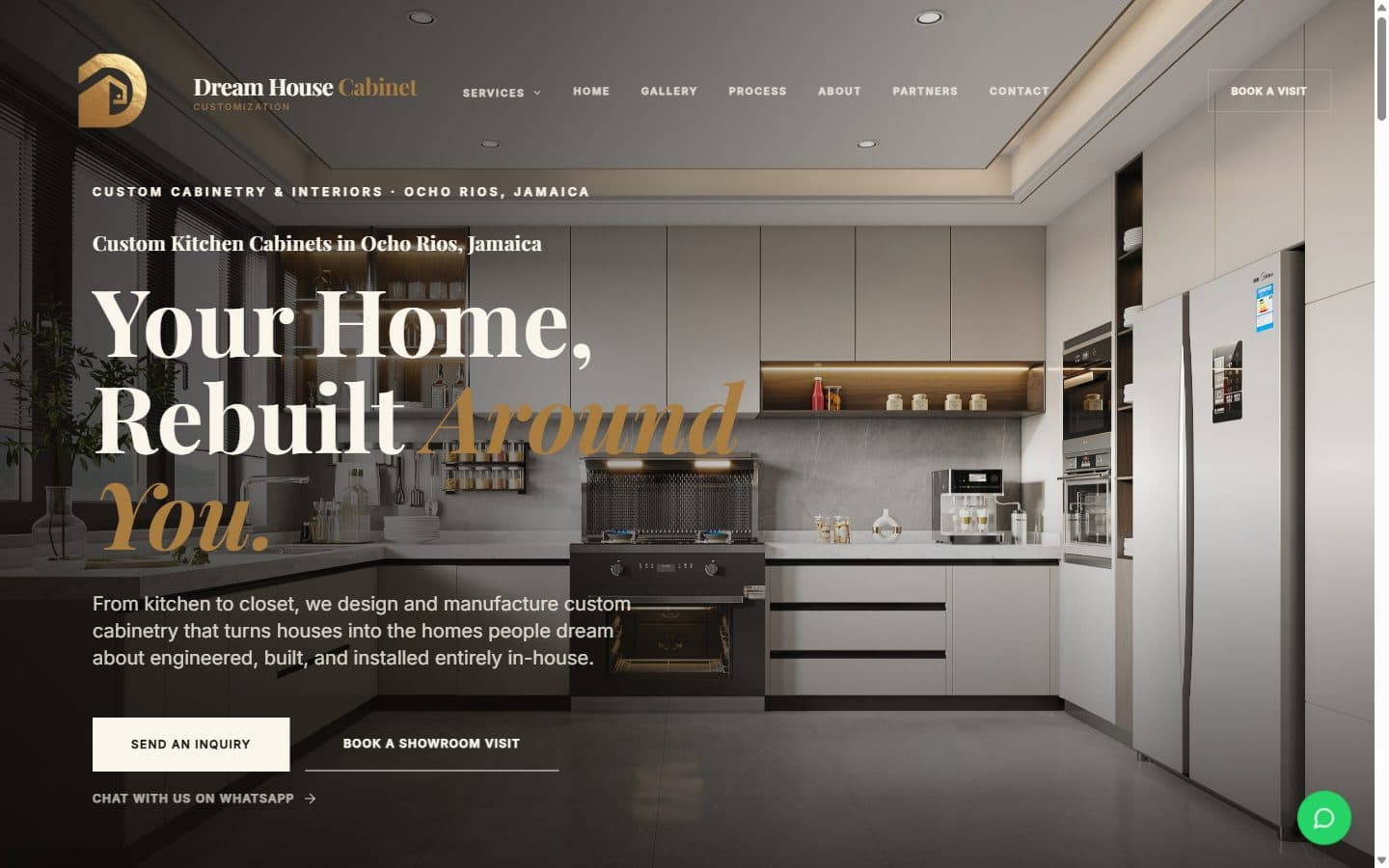 Dream House Cabinet website on desktop