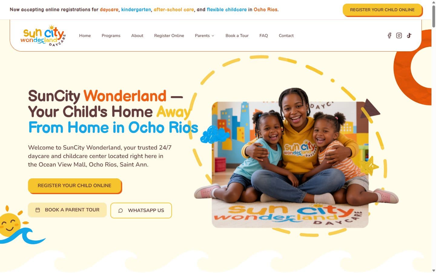 Sun City Wonderland website on desktop