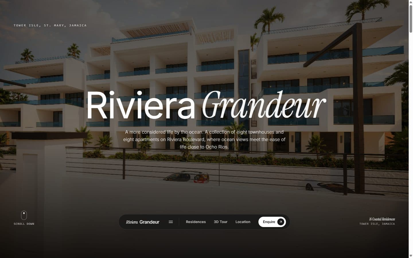 Riviera Grandeur website on desktop